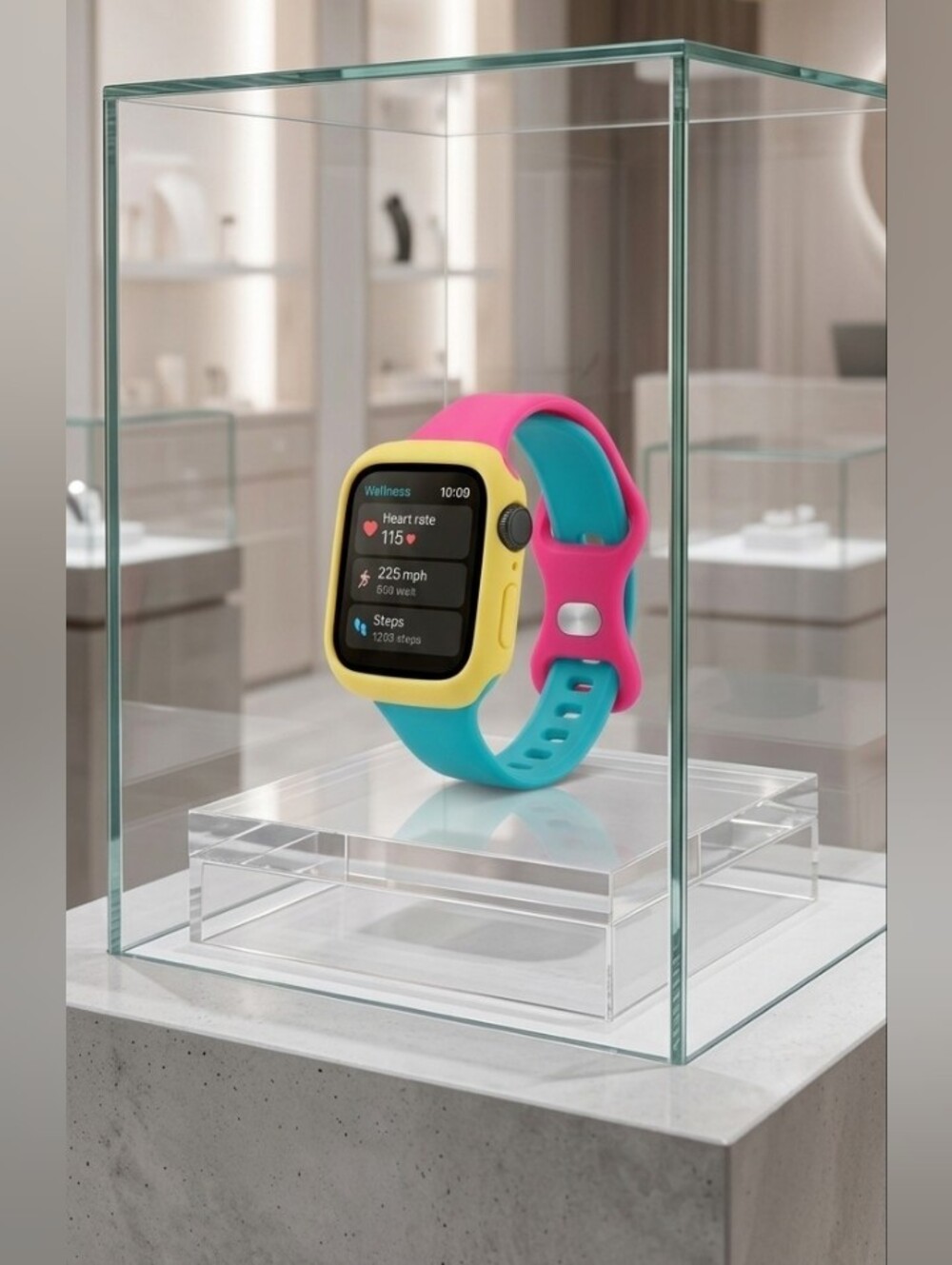 Apple Watch Pink, Yellow & Teal Sport Band 🩷 🩵 💛